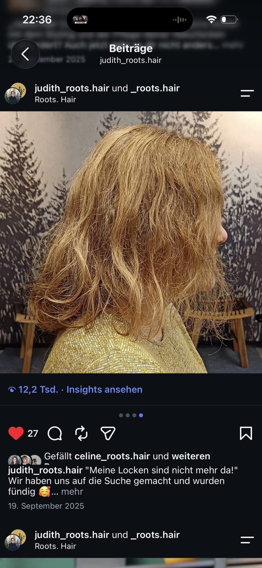 Langes gewelltes Haar vor dem Lockenschnitt