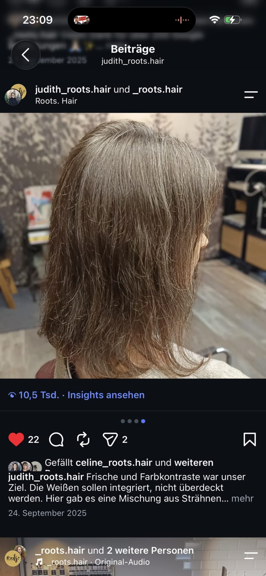 Ausgangslage vor der Weißhaar-Integration bei roots hair